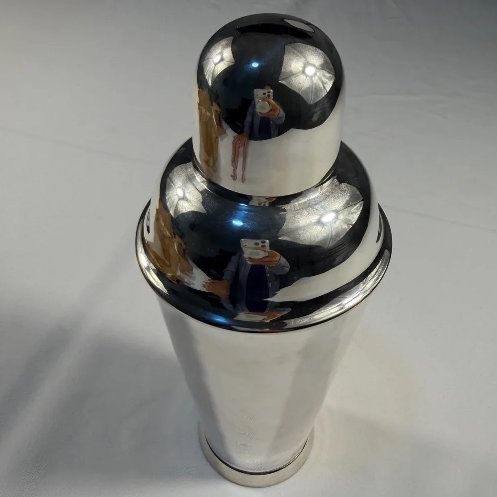 Silver Tone Mirror Finish 3 Piece Cobbler Cocktail Shaker Barware